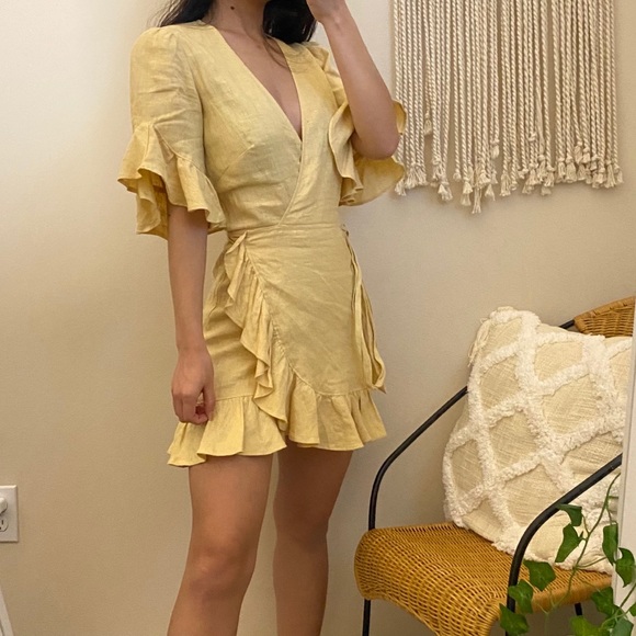 Reformation Yellow Ruffle Mini Dress - Picture 2 of 11